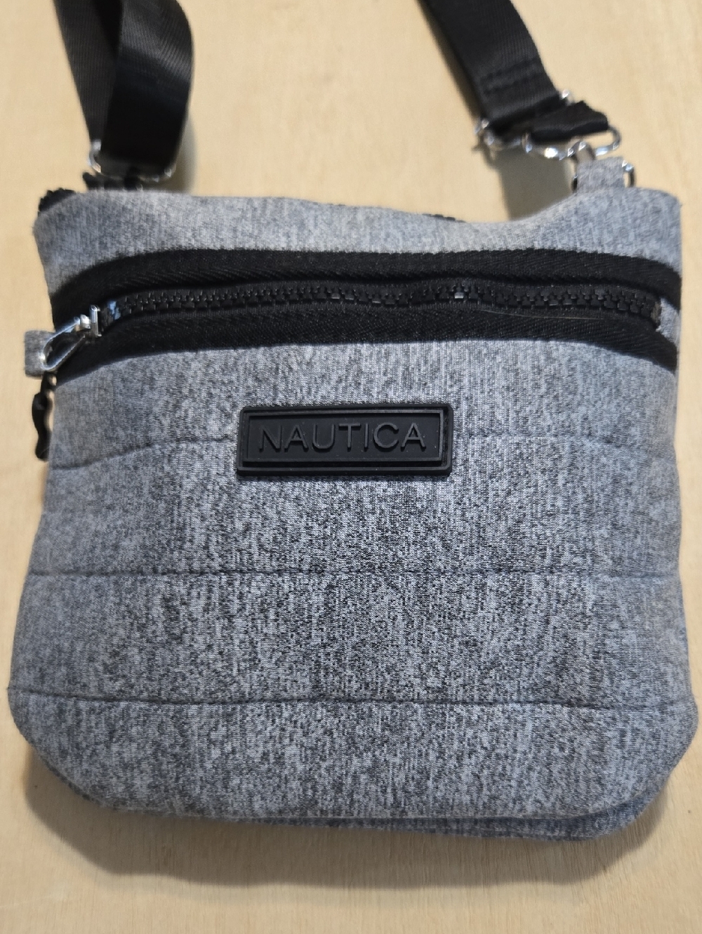Nautica Small Crossbody Bag Multiple Zip Compartments Adjustable Nylon Strap